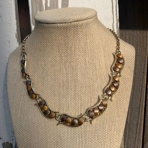 Vintage lucite necklace warm gold brown tones